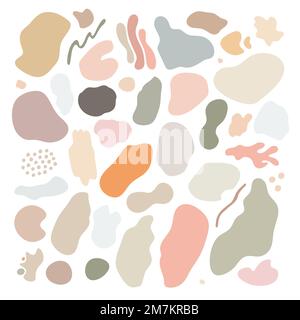 Abstract shapeless stains set vector illustration, cut out image, isolated hand drawn trendy boho contemporary design elements concept for home decor, cover, poster, business cards, wall art Stock Vector