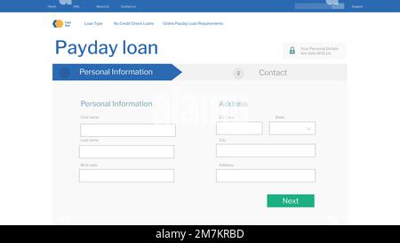 Payday loan application on a laptop screen vector Stock Vector
