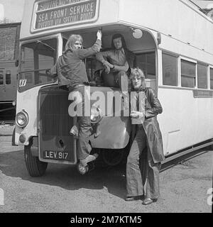 British Pop band Paint box on location in South London 1972 Stock Photo