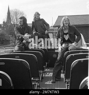 British Pop band Paint box on location in South London 1972 Stock Photo