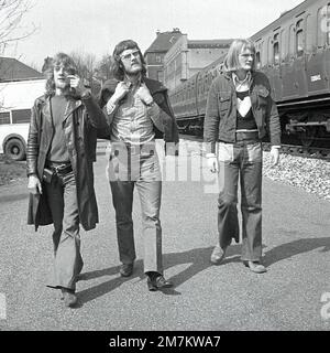 British Pop band Paint box on location in South London 1972 Stock Photo