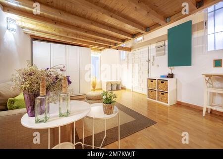 Curated visual reference: A Loft Apartment With Pine Wood Paneling And White Furniture Photo Inspiration