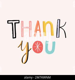 Thank you word doodle typography lettering vector Stock Vector