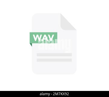 File format WAV logo design. Document file icon, internet, extension, sign, type, presentation, graphic, application. Element for applications. Stock Vector