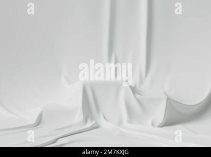 background image for product placement There are three levels Covered with white cloth. 3D Scene. Stock Photo