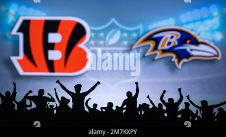 Baltimore Ravens vs. Cincinnati Bengals. Fans support on NFL Game