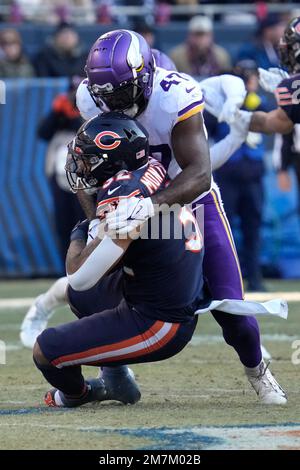 Minnesota Vikings linebacker William Kwenkeu (47) in action against the New  England Patriots during the first half of an NFL football game Thursday,  Nov. 24, 2022 in Minneapolis. (AP Photo/Stacy Bengs Stock