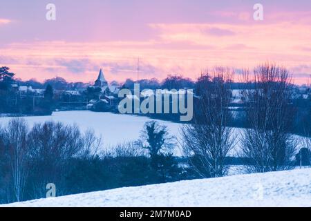 Winter view towards Mount Bures Essex Stock Photo