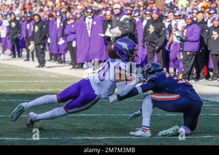 Chicago Bears safety Elijah Hicks (37) defends during the second half of an  NFL football game against the New England Patriots, Monday, Oct. 24, 2022,  in Foxborough, Mass. (AP Photo/Stew Milne Stock