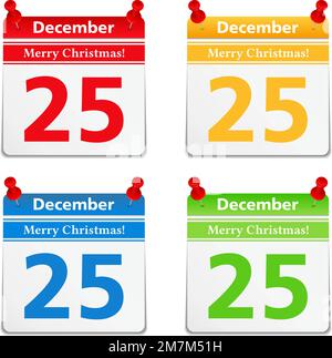Calendar pages with 25 december, vector eps10 illustration Stock Vector