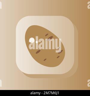 Potato 3d button outline icon. Healthy nutrition concept. Potato 3d symbol sign vector illustration isolated on brown color background Stock Vector