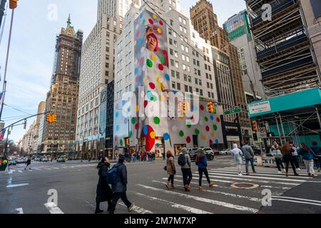 A 12-story art installation by Virgil Abloh is seen at the Louis Vuitton  flagship store on Fifth Avenue in New York City Stock Photo - Alamy