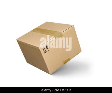 Cardboard parcel box isolated on a white Stock Photo