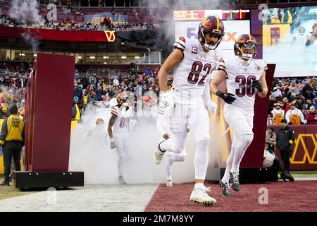 Washington Commanders tight end Logan Thomas (82) runs a route against the Detroit  Lions during an NFL football game, Sunday, Sept. 18, 2022, in Detroit. (AP  Photo/Rick Osentoski Stock Photo - Alamy