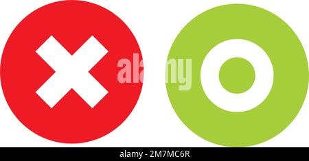 RIGHT AND WRONG SYMBOL WITH GREEN AND RED COLORS Stock Vector