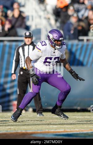 Minnesota Vikings offensive tackle Vederian Lowe leaves the field after  their loss to the Las Vegas Raiders in an NFL preseason football game,  Sunday, Aug. 14, 2022, in Las Vegas. (AP Photo/John