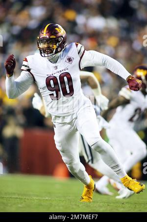 Washington Commanders defensive end Montez Sweat (90) runs during an NFL  football game against the Green Bay Packers, Sunday, October 23, 2022 in  Landover. (AP Photo/Daniel Kucin Jr Stock Photo - Alamy