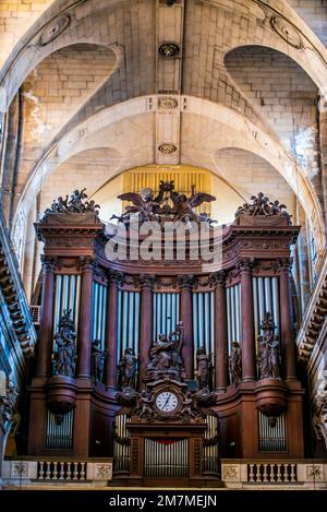 Paris, France - Dec. 27 2022: The dome and the beautiful organ in St-Sulpice church Stock Photo