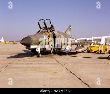 Three F-4E Phantom II aircraft are in flight over the Ripsaw Range for ...