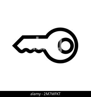 Key icon line isolated on white background. Black flat thin icon on modern outline style. Linear symbol and editable stroke. Simple and pixel perfect Stock Vector