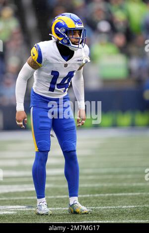 Los Angeles Rams cornerback Cobie Durant (14) lines up for the