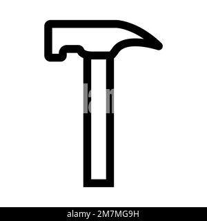 Construction hammer icon line isolated on white background. Black flat thin icon on modern outline style. Linear symbol and editable stroke. Simple an Stock Vector