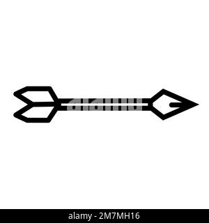 Bow arrow line isolated on white background. Black flat thin icon on modern outline style. Linear symbol and editable stroke. Simple and pixel perfect Stock Vector