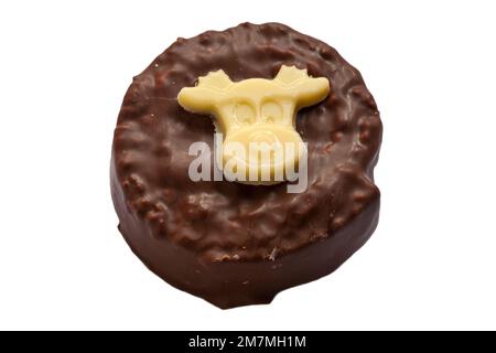 Cadbury Reindeer Cake isolated on white background Stock Photo