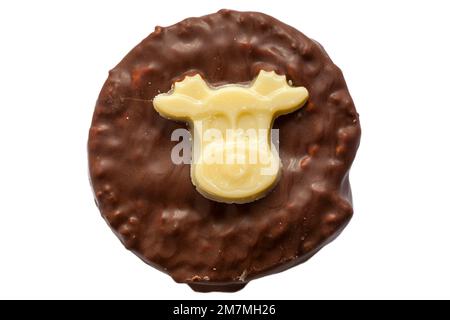 Cadbury Reindeer Cake isolated on white background Stock Photo