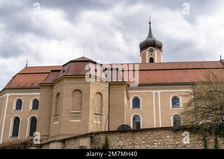 Europe, Germany, Southern Germany, Baden-Württemberg, Danube Valley, Sigmaringen, Beuron, Beuron Monastery in Beuron in the Danube Valley Stock Photo