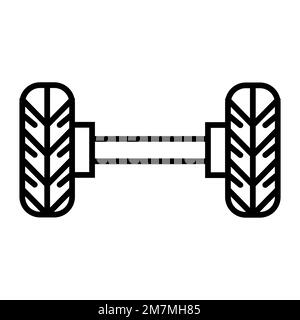 Car wheel icon line isolated on white background. Black flat thin icon on modern outline style. Linear symbol and editable stroke. Simple and pixel pe Stock Vector
