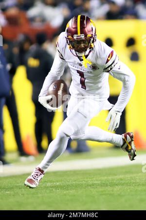 Washington Commanders wide receiver Curtis Samuel (10) runs during an NFL  football game against the Dallas Cowboys, Sunday, January 8, 2023 in  Landover. (AP Photo/Daniel Kucin Jr Stock Photo - Alamy