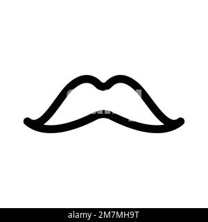 Mustache icon line isolated on white background. Black flat thin icon on modern outline style. Linear symbol and editable stroke. Simple and pixel per Stock Vector