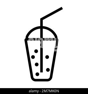 Frappe cocktail line icon isolated on white background. Black flat thin icon on modern outline style. Linear symbol and editable stroke. Simple and pi Stock Vector