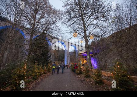 Christmas market Ravennaschlucht, Black Forest, Viaduct Stock Photo