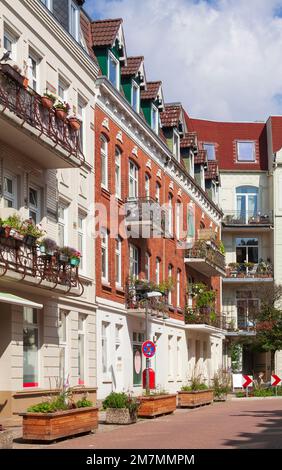 Old residential buildings in the street Reetwerder, Bergedorf, Hamburg, Germany, Europe Stock Photo