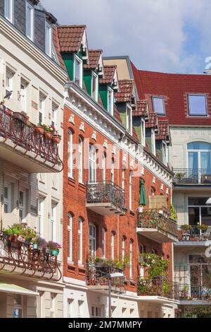 Old residential buildings in the street Reetwerder, Bergedorf, Hamburg, Germany, Europe Stock Photo