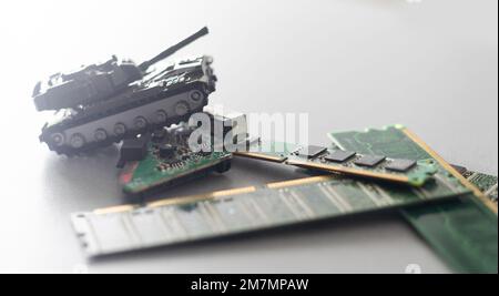 Concept: a new war is going on in the field of computer technology. Stock Photo