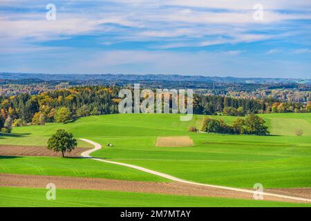 Germany, Bavaria, Tölzer Land, Münsing, district Degerndorf, view from Fürst-Tegernberg Stock Photo