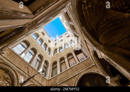 View upwards in a courtyard not far from St. Mark's Square in Venice Stock Photo