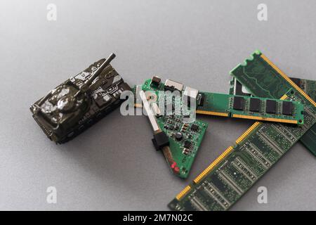 Concept: a new war is going on in the field of computer technology. Stock Photo
