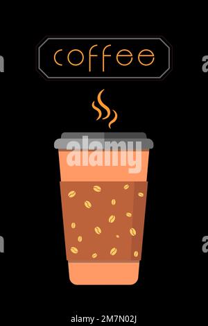 Good Morning. Start with coffee. Hand written lettering quote. Black color vector illustration. Isolated on white background. Design for banner Stock Vector