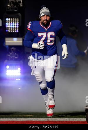 New York Giants guard Jon Feliciano (76) takes the field for an