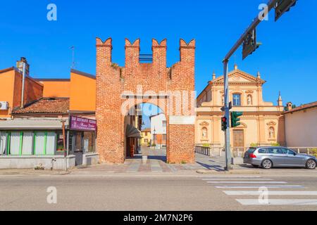 Medieval arch, Certosa di Pavia, Lombardy, Italy Stock Photo