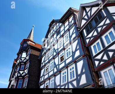 Europe, Germany, Hesse, Schwalm-Eder district, City of Fritzlar, German Half-Timbered Houses Road, half-timbered houses on the market square Stock Photo