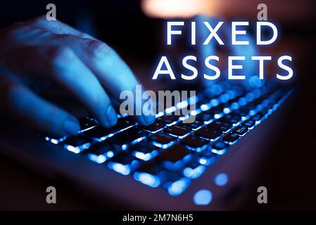Sign displaying Fixed Assets. Internet Concept long-term tangible piece of property or equipment a firm owns Stock Photo