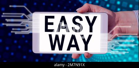 Conceptual caption Easy Way. Word for making hard decision between two less and more effort method Stock Photo