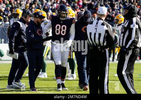 Chicago Bears tight end Trevon Wesco (88) warms up before taking on the New  York Giants in an NFL football game Sunday, Oct. 2, 2022, in East  Rutherford, N.J. (AP Photo/Adam Hunger