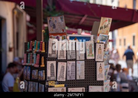 Magnets with the Leaning Tower of Pisa, souvenirs, Pisa, Tuscany, Italy Stock Photo