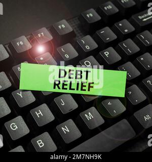 Conceptual display Debt Relief, Word Written on partial or total remission of it especially those by countries Stock Photo